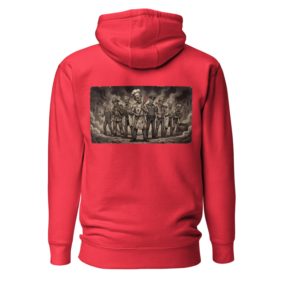 Sudadera de horror con trabajadores zombies