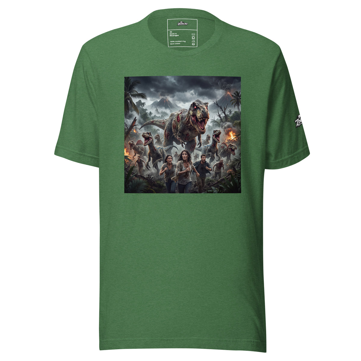 Camiseta de terror con dinosaurios zombies