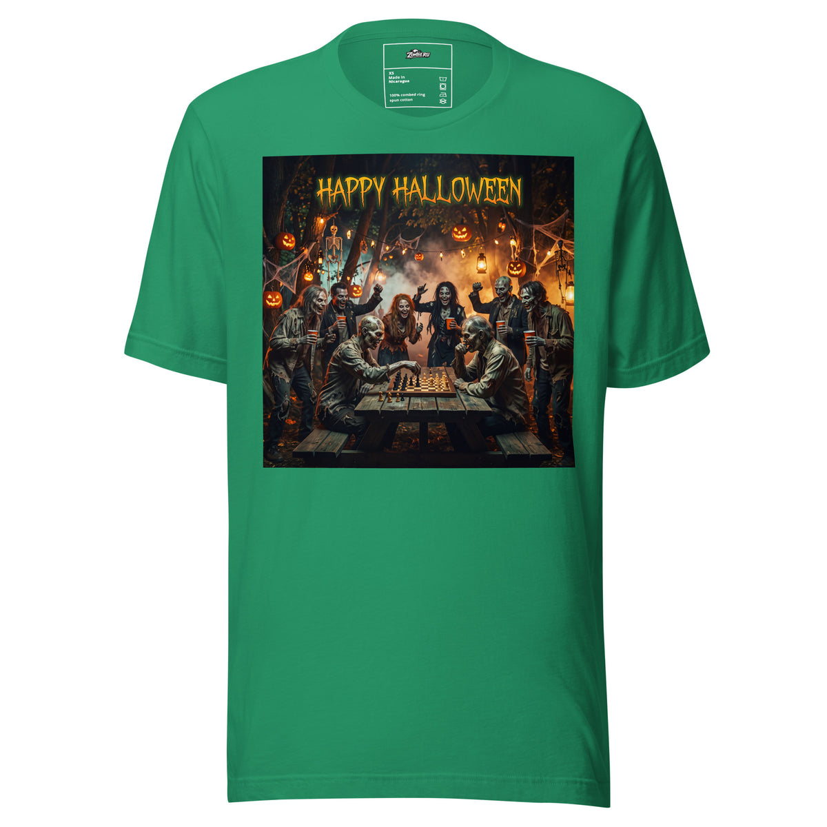 Camiseta de terror con zombies celebrando Halloween