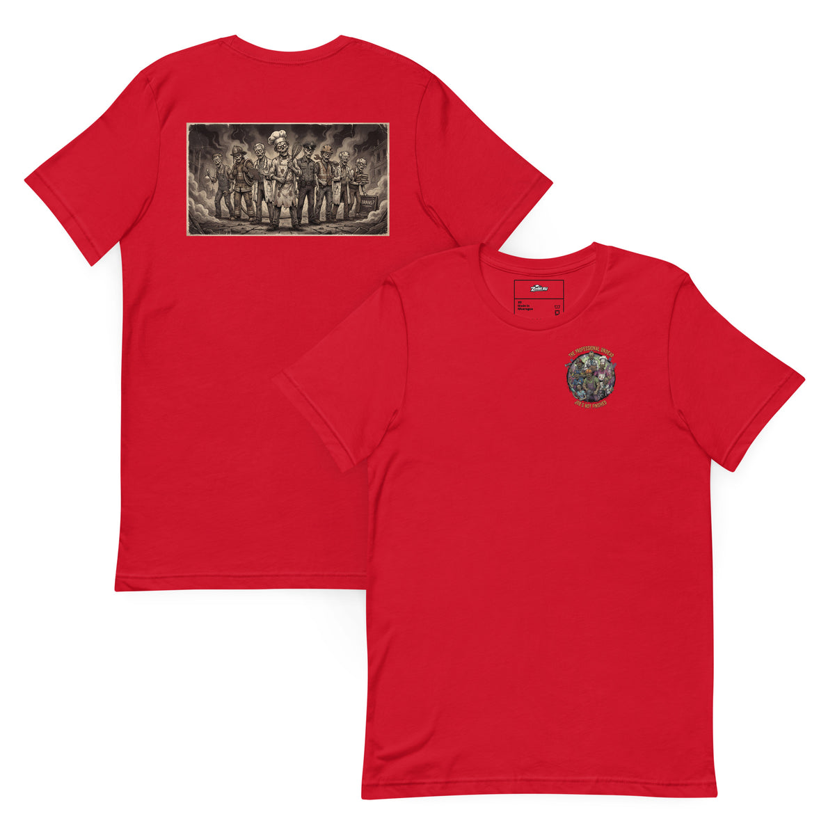 Camiseta con diseño de profesionales zombies