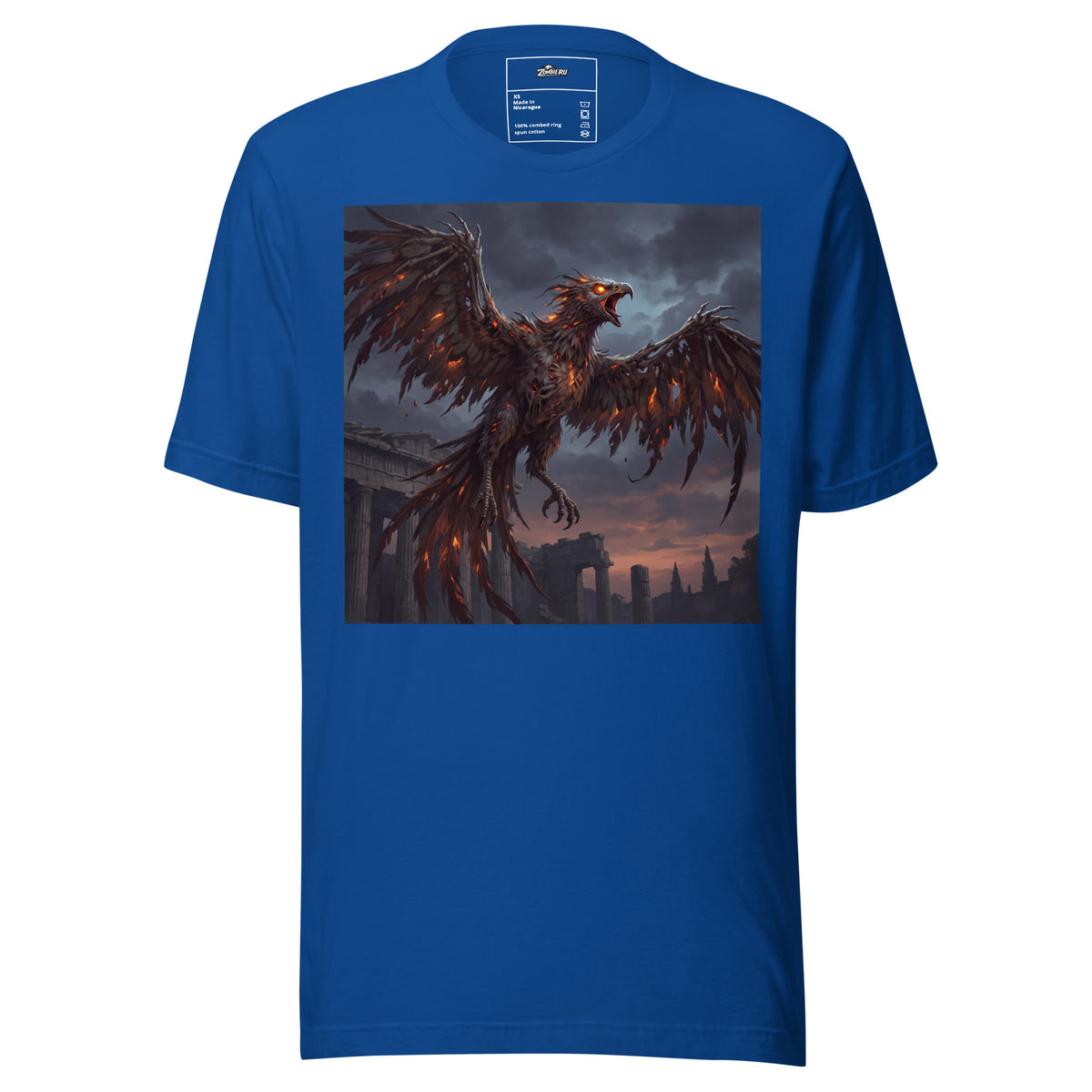 Camiseta zombie con ave fénix