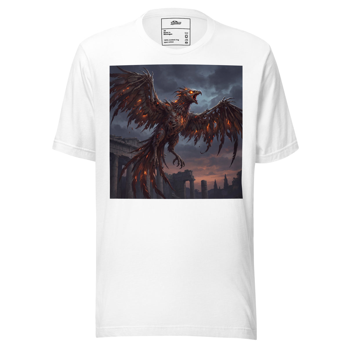 Diseño oscuro de ave fénix zombie